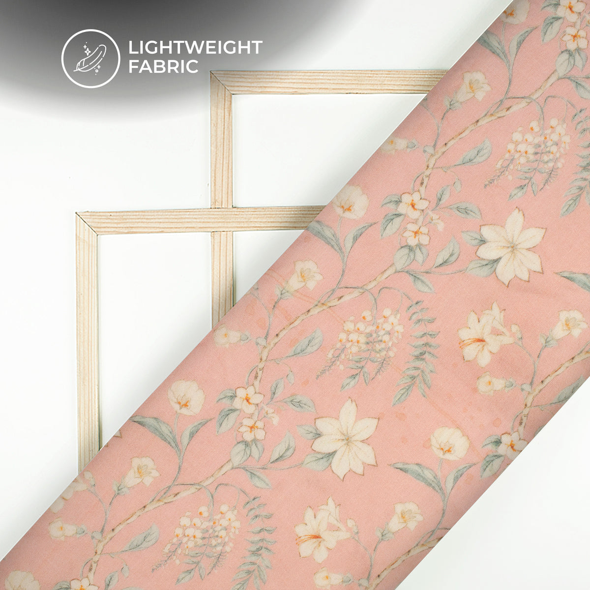 Blush Pink And Beige Floral Digital Print Pure Georgette Fabric