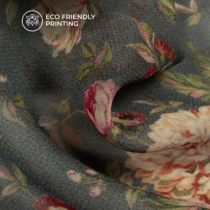 Anchor Grey And Pink Floral Digital Print Pure Georgette Fabric