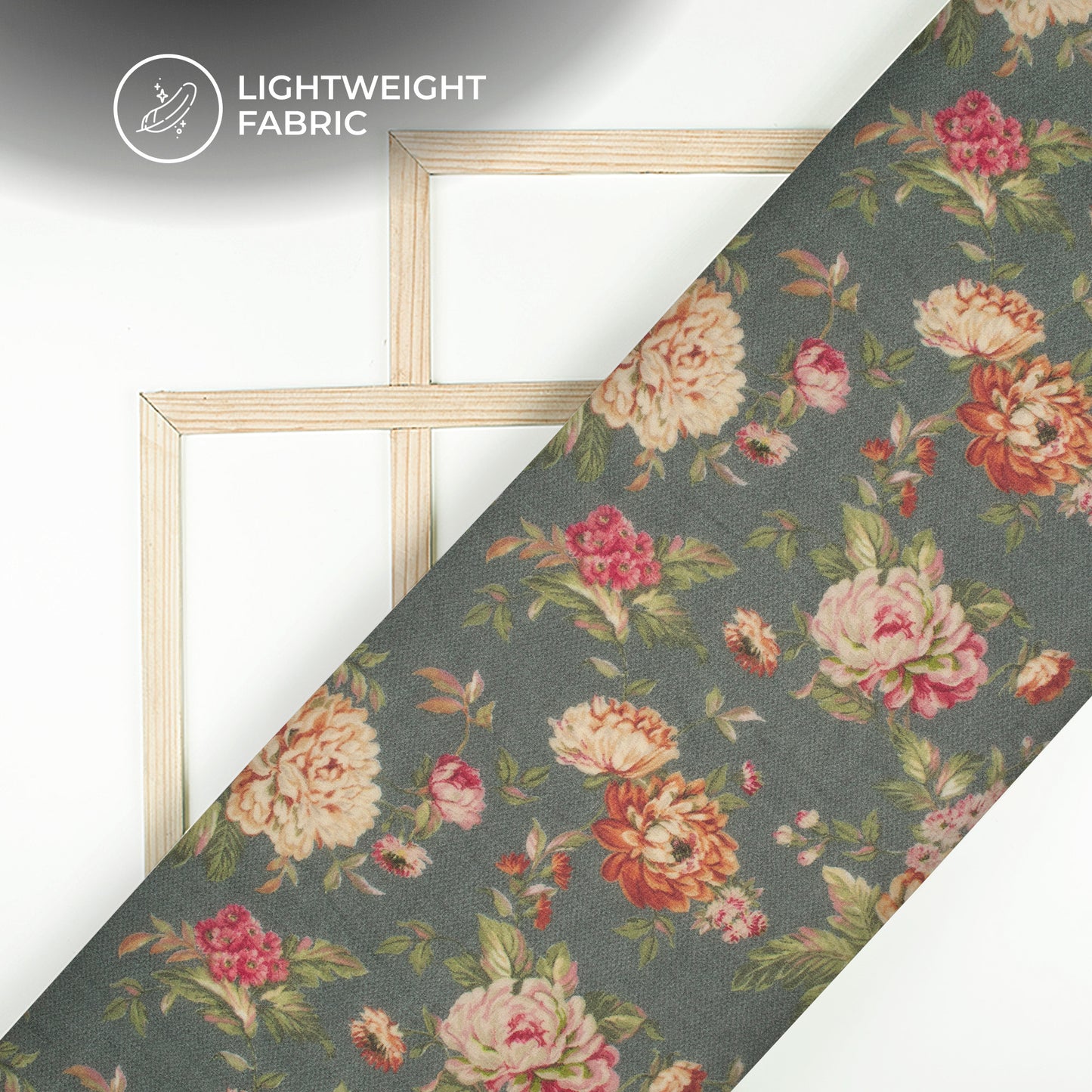 Anchor Grey And Pink Floral Digital Print Pure Georgette Fabric