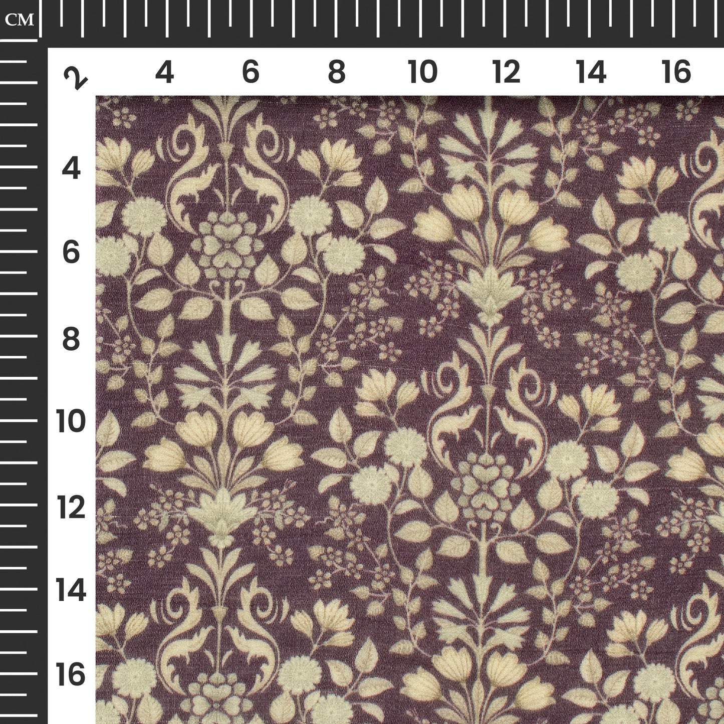 Raisin Purple And Beige Floral Digital Print Pure Georgette Fabric