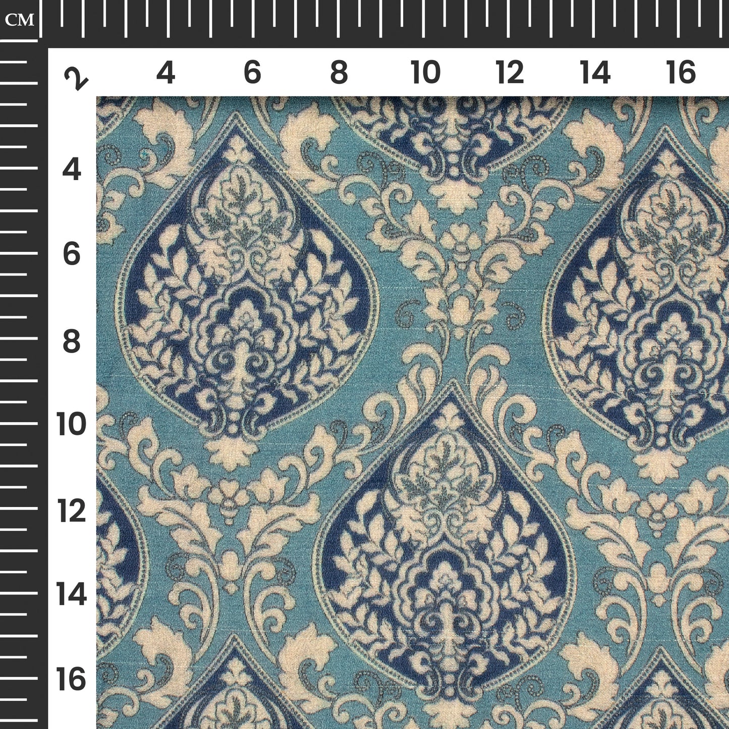 Air Force Blue And Beige Traditional Digital Print Pure Georgette Fabric