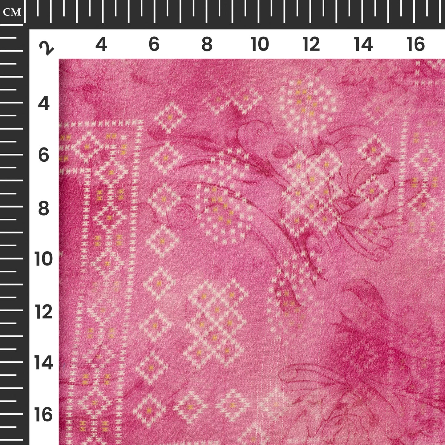 Hot Pink And White Bandhani Digital Print Pure Georgette Fabric