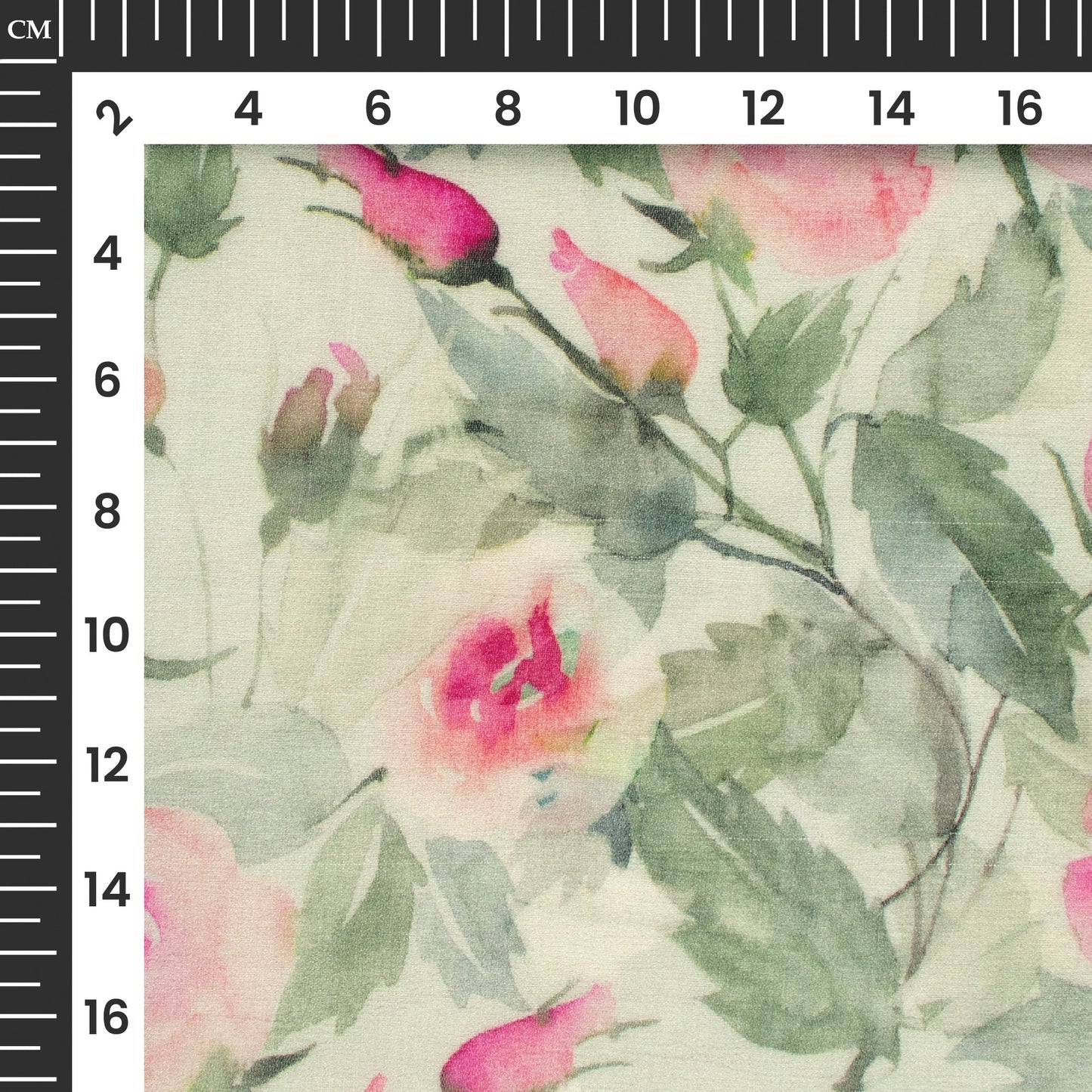 Tea Green And Pink Floral Digital Print Pure Georgette Fabric