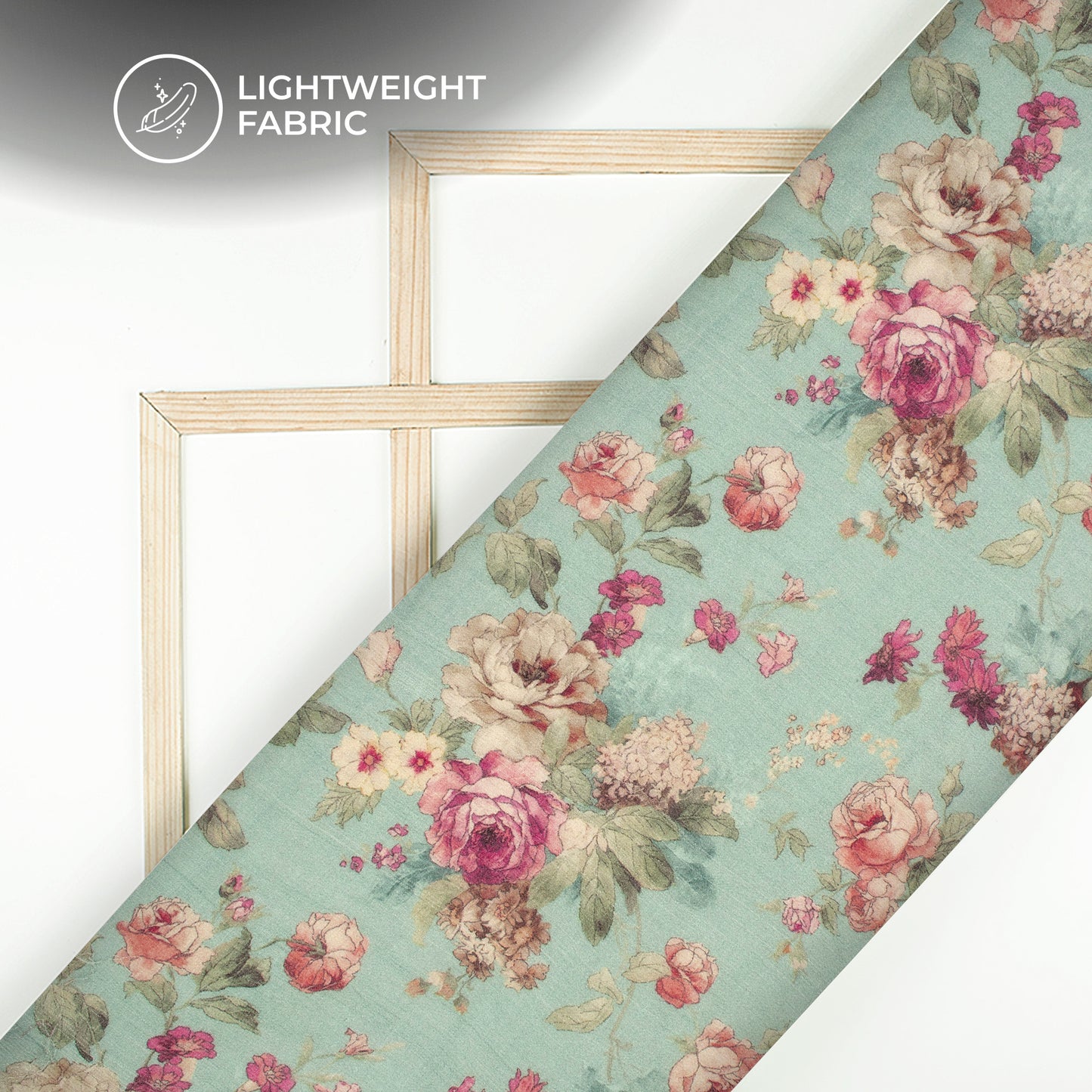Light Blue And Peach Floral Digital Print Pure Georgette Fabric