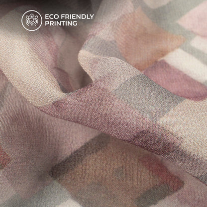 Hippi Pink And Grey Geometric Digital Print Pure Georgette Fabric