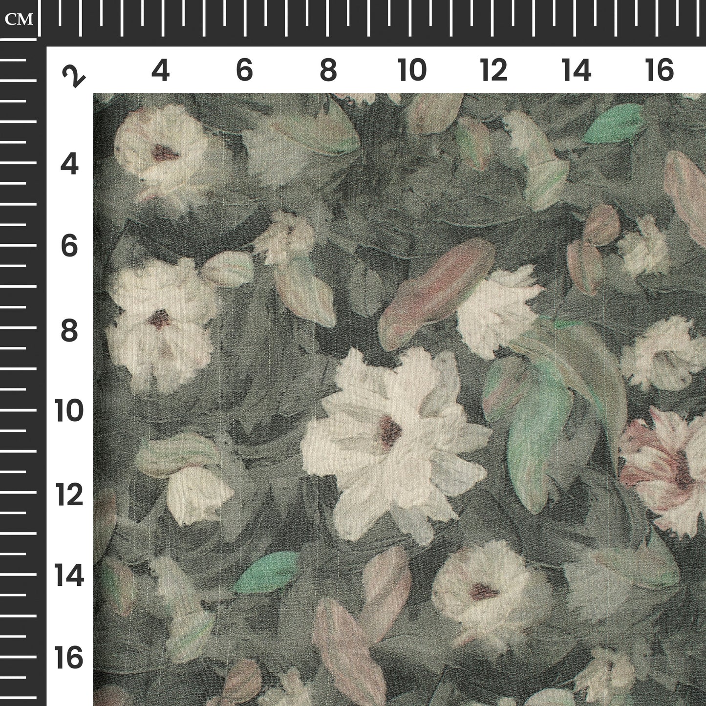 Rhino Grey And Beige Floral Digital Print Pure Georgette Fabric