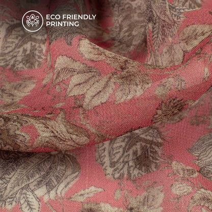 Rouge Pink And Beige Floral Digital Print Pure Georgette Fabric