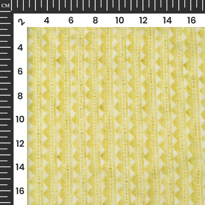 Exclusive Sand Yellow And White Stripes Digital Print Pure Cotton Mulmul Fabric