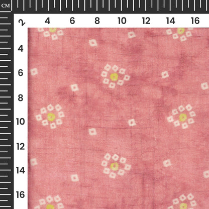 Exclusive Rouge Pink And White Bandhanii Digital Print Pure Cotton Mulmul Fabric