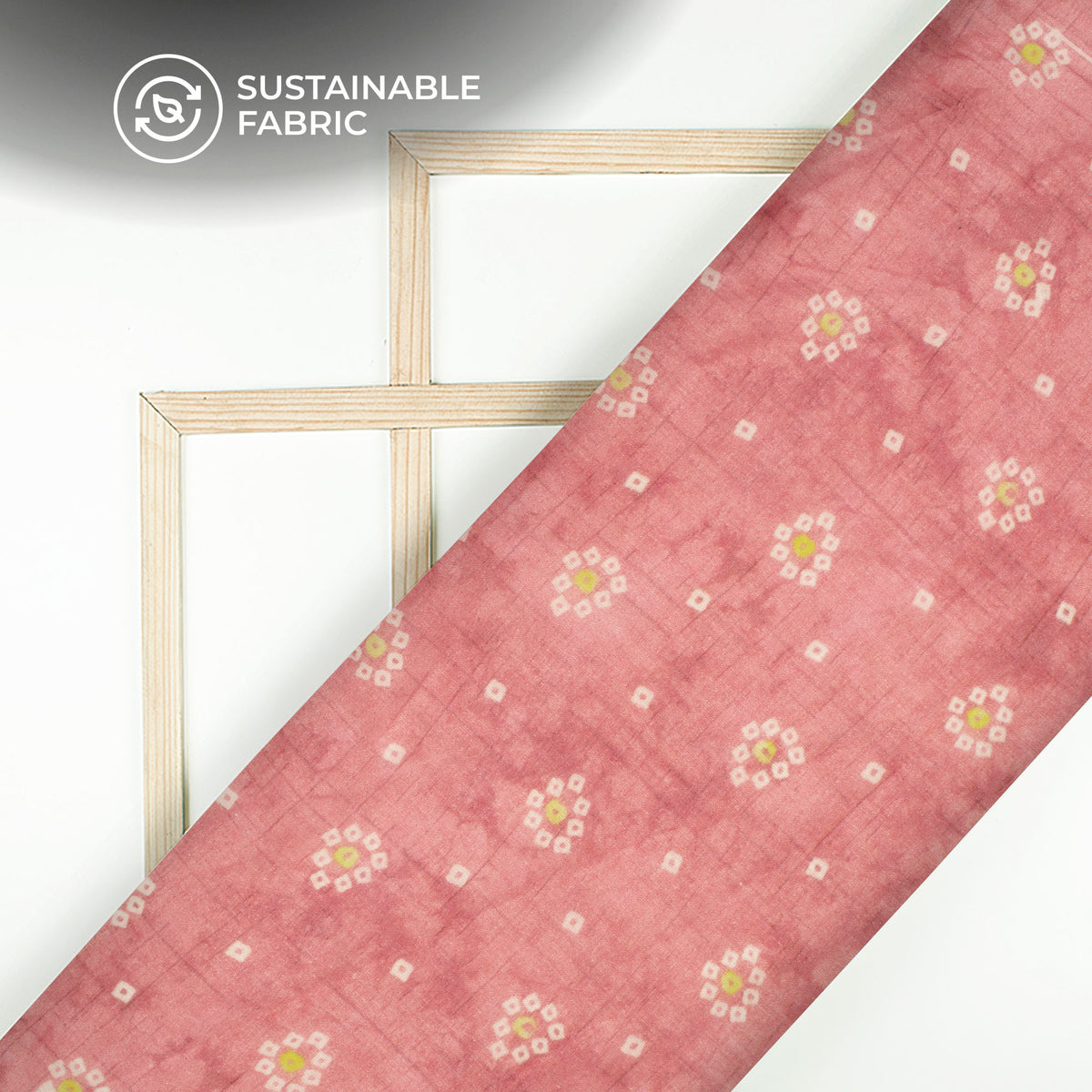 Exclusive Rouge Pink And White Bandhanii Digital Print Pure Cotton Mulmul Fabric