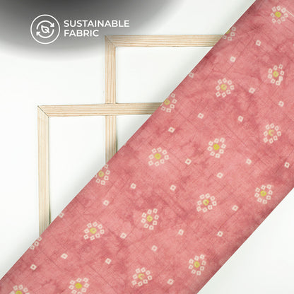 Exclusive Rouge Pink And White Bandhanii Digital Print Pure Cotton Mulmul Fabric