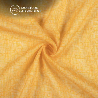 Exclusive Ochre Yellow And Beige Texture Digital Print Pure Cotton Mulmul Fabric