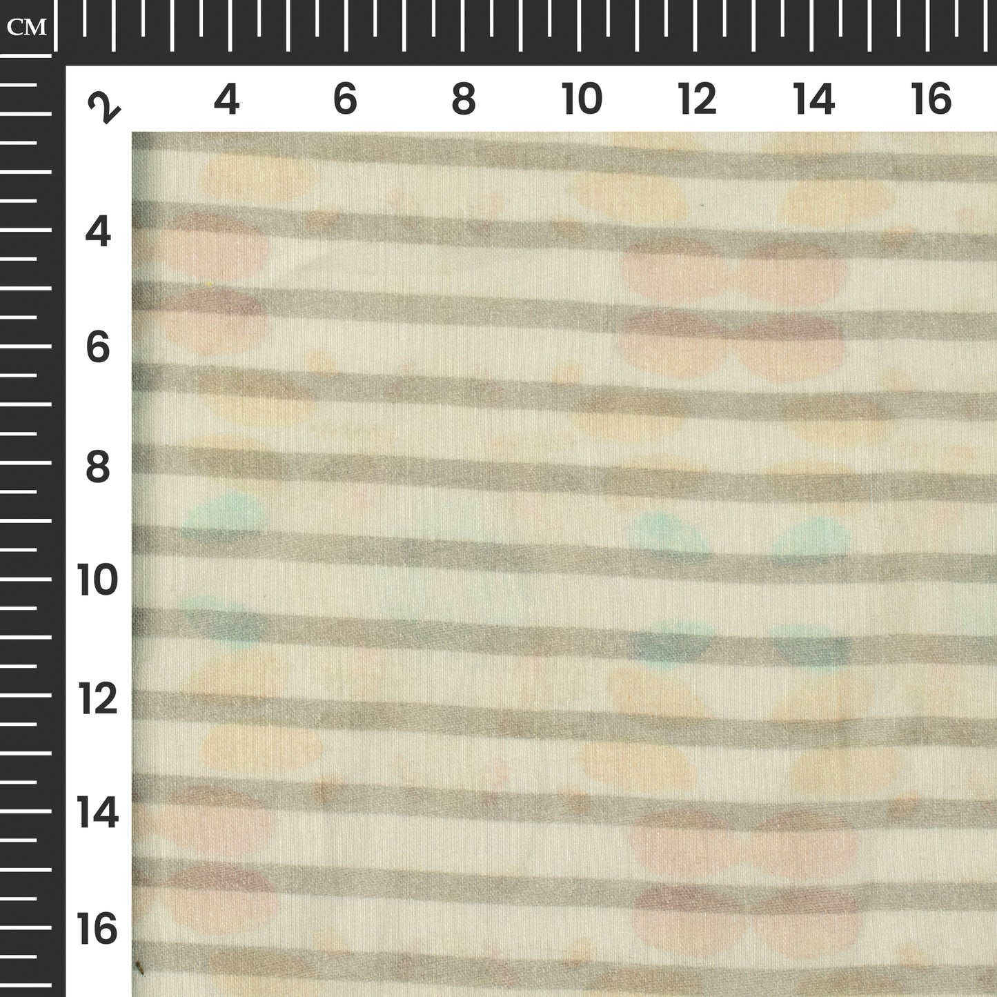 Parchment Beige And Grey Stripes Digital Print Pure Cotton Mulmul Fabric