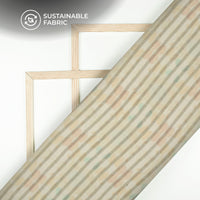 Parchment Beige And Grey Stripes Digital Print Pure Cotton Mulmul Fabric