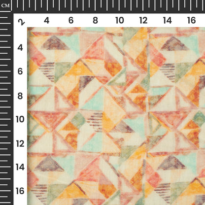 Gold Yellow And Pink Abstract Digital Print Pure Cotton Mulmul Fabric