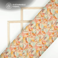 Gold Yellow And Pink Abstract Digital Print Pure Cotton Mulmul Fabric