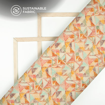 Gold Yellow And Pink Abstract Digital Print Pure Cotton Mulmul Fabric