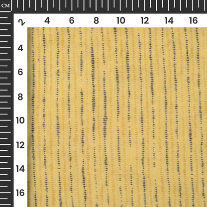 Biscotii Yellow And Black Stripes Digital Print Pure Cotton Mulmul Fabric