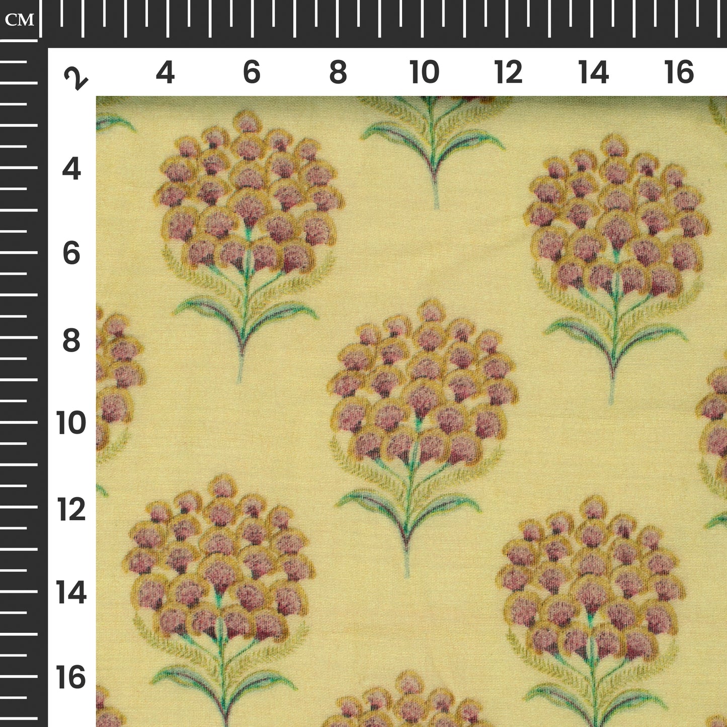 Flaxen Yellow And Pink Floral Digital Print Pure Cotton Mulmul Fabric