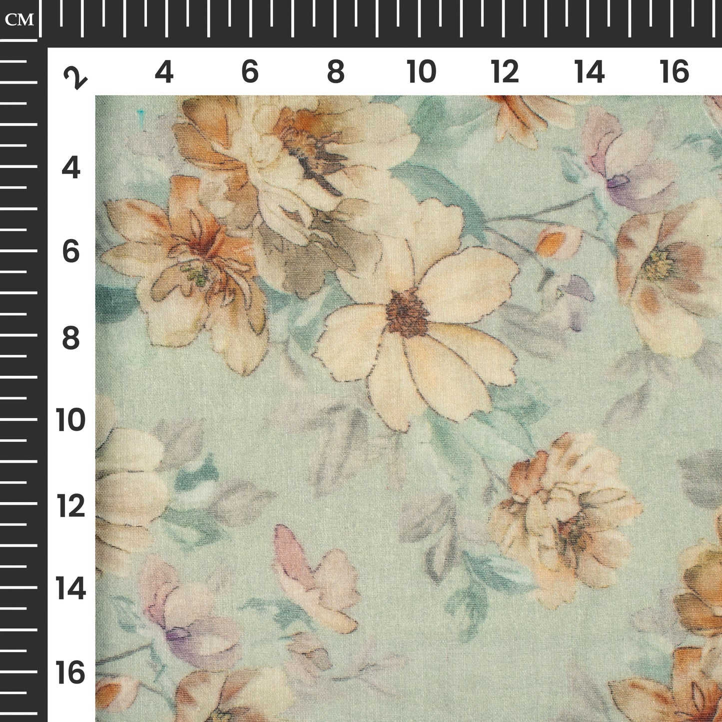 Pearl Grey And Beige Floral Digital Print Pure Cotton Mulmul Fabric