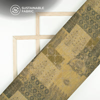 Olive Green And Black Traditional Digital Print Pure Cotton Mulmul Fabric