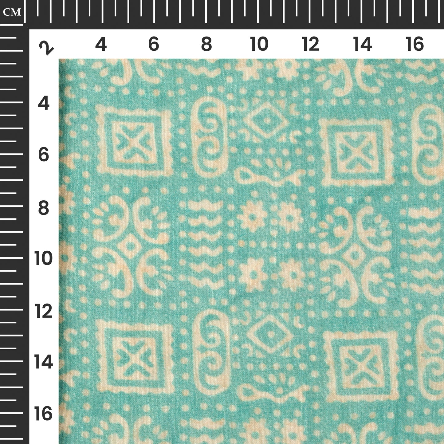 Light Blue And Beige Quirky Digital Print Pure Cotton Mulmul Fabric