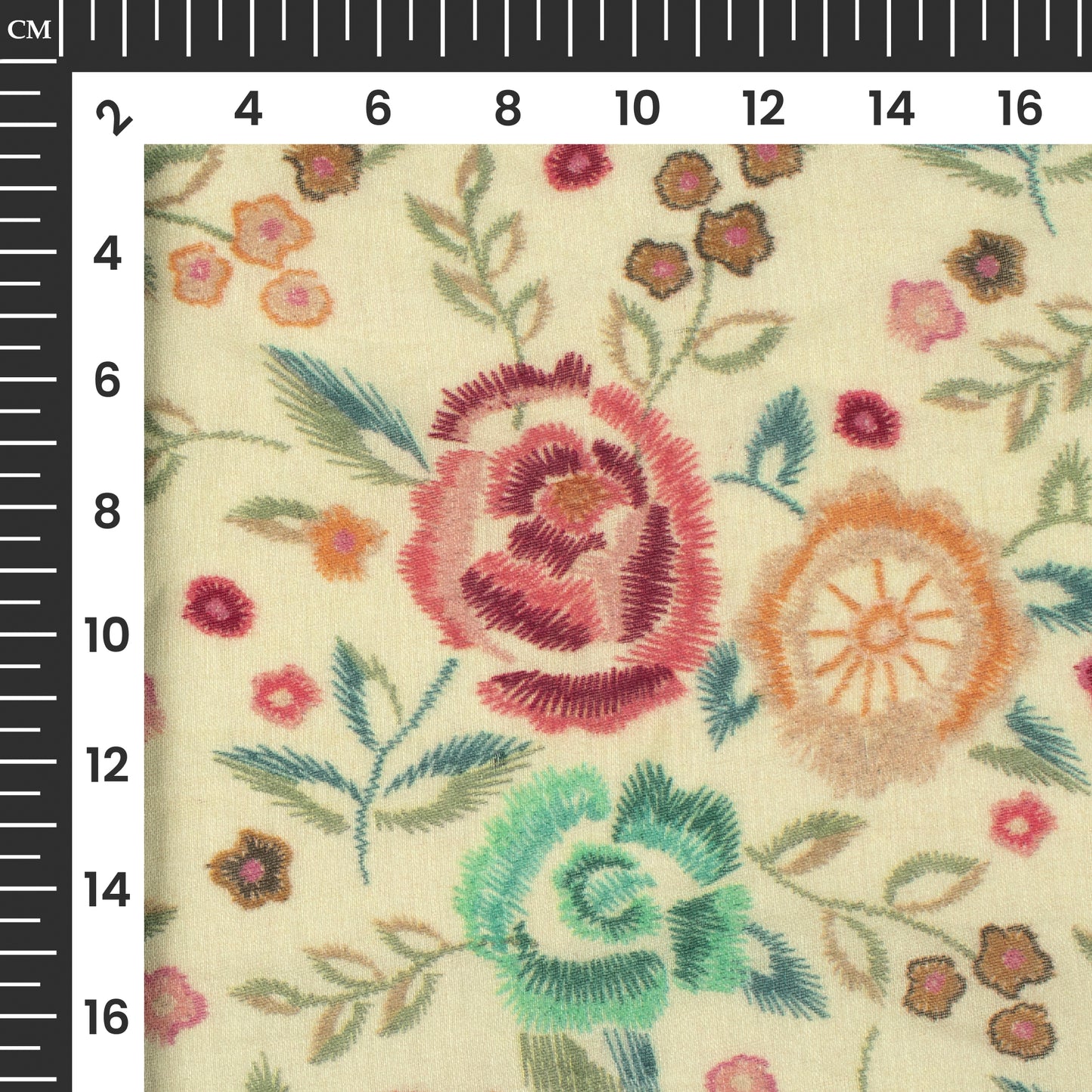 Salmon Pink And Cream Floral Digital Print Pure Cotton Mulmul Fabric