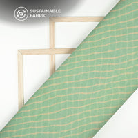 Pistachio Green And Beige Leheriya Digital Print Pure Cotton Mulmul Fabric