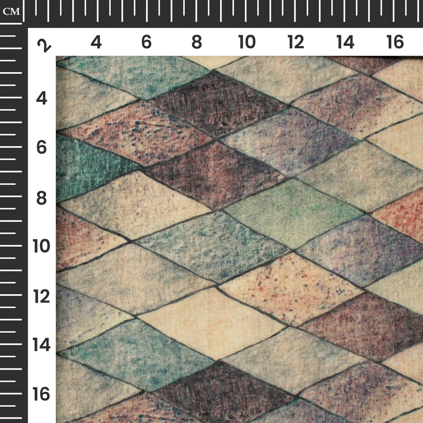 Sage Green And Beige Geometric Digital Print Pure Cotton Mulmul Fabric
