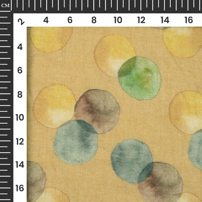 Trombone Yellow And Brown Quirky Digital Print Pure Cotton Mulmul Fabric
