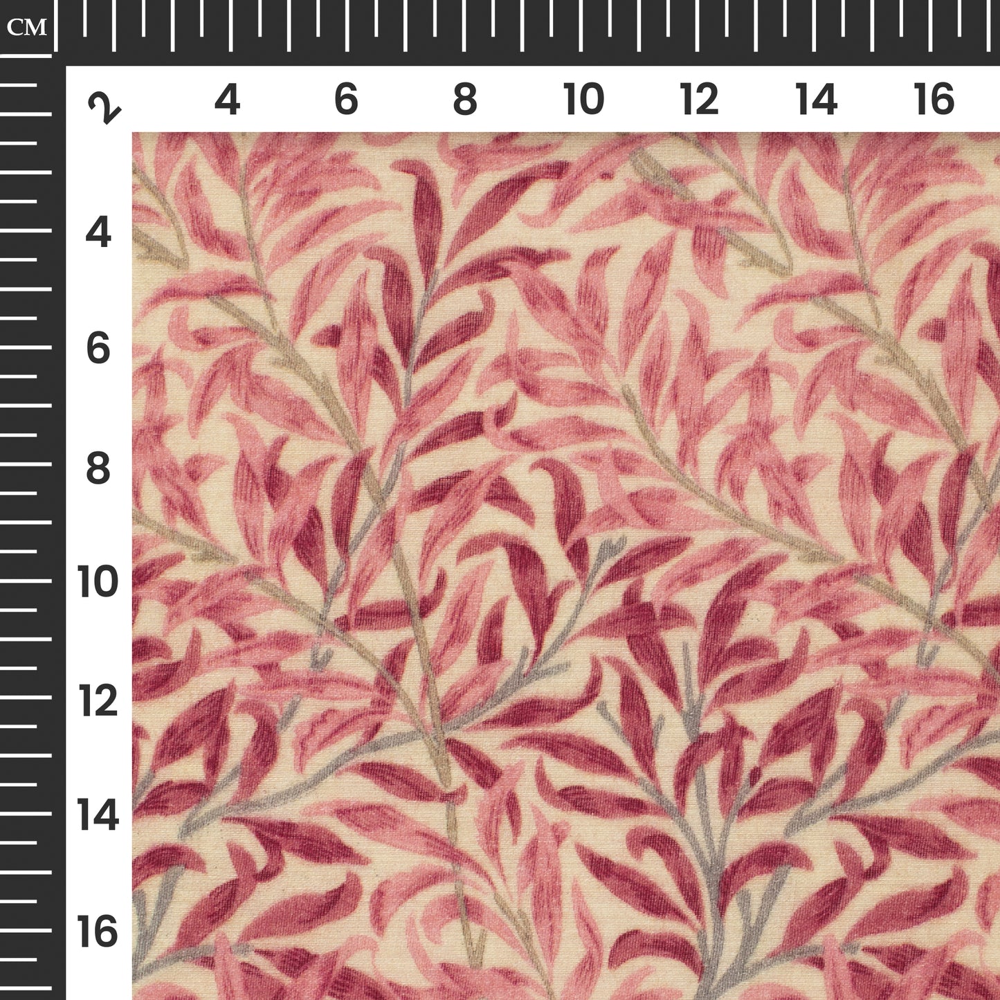 Taffy Pink And Maroon Leaf Digital Print Pure Cotton Mulmul Fabric