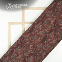 Pecan Brown And Green Floral Digital Print Pure Cotton Mulmul Fabric