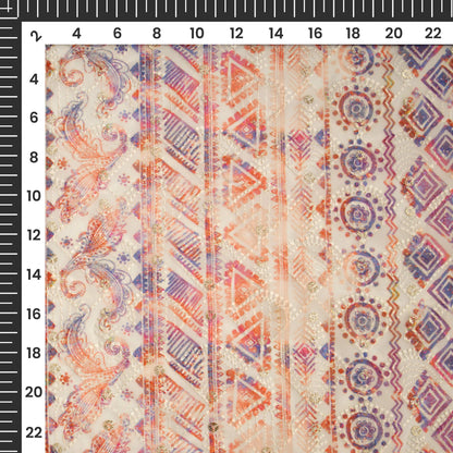 Indian Traditional Zari Sequins Embroidery Digital Print Georgette Fabric