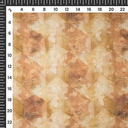 Seamless Abstract Zari Sequins Embroidery Digital Print Georgette Fabric