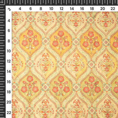 Attractive Floral Zari Sequins Embroidery Digital Print Georgette Fabric