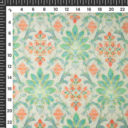 Beautiful Floral Zari Sequins Embroidery Digital Print Georgette Fabric
