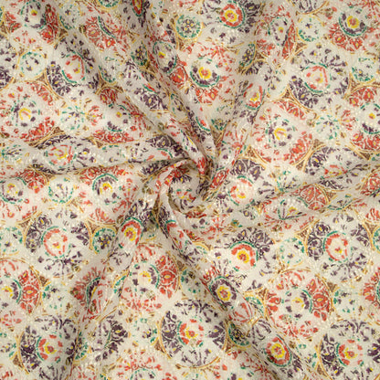 Ornamental Ethnic Zari Sequins Embroidery Digital Print Georgette Fabric