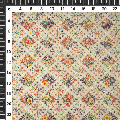 Ornamental Ethnic Zari Sequins Embroidery Digital Print Georgette Fabric