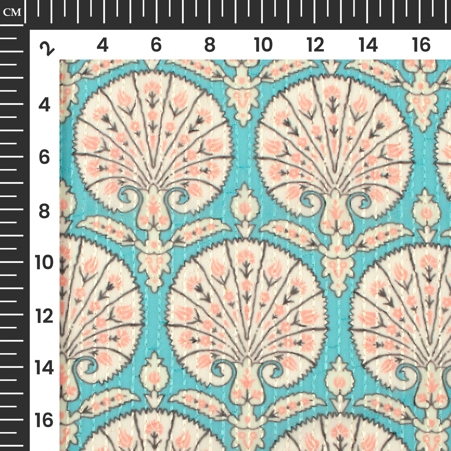 Baby Blue And White Floral Premium Embroidery Digital Print Georgette Fabric