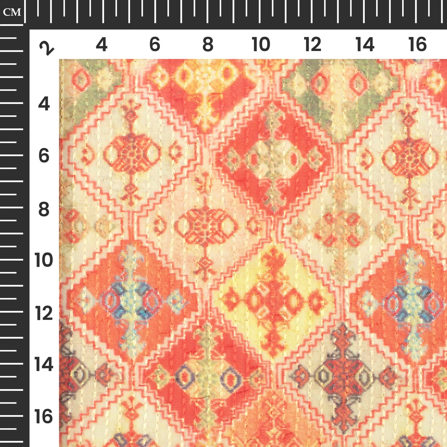 Salamander Orange Ethnic Premium Embroidery Digital Print Georgette Fabric