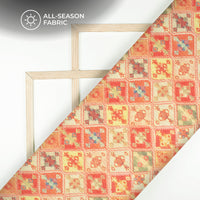 Salamander Orange Ethnic Premium Embroidery Digital Print Georgette Fabric