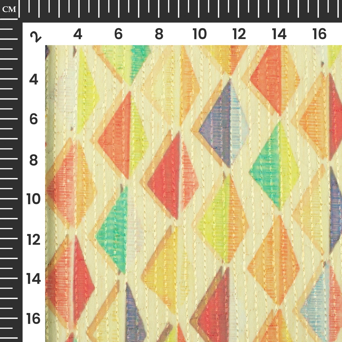 Cream And Red Geometric Premium Embroidery Digital Print Georgette Fabric