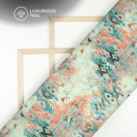 Mint Green Geometric Trellis Zari Sequins Embroidery Digital Print Georgette Fabric