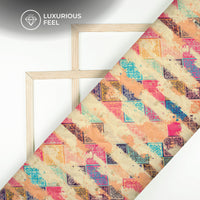 Ivory Cream And Pink Stripes Trellis Zari Sequins Embroidery Digital Print Georgette Fabric