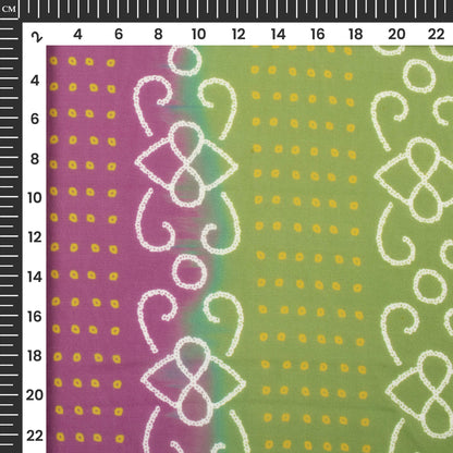 Exclusive Purple And Green Bandhanii Digital Print Georgette Fabric