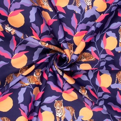 Exclusive Tiger Digital Print Imported Satin Fabric