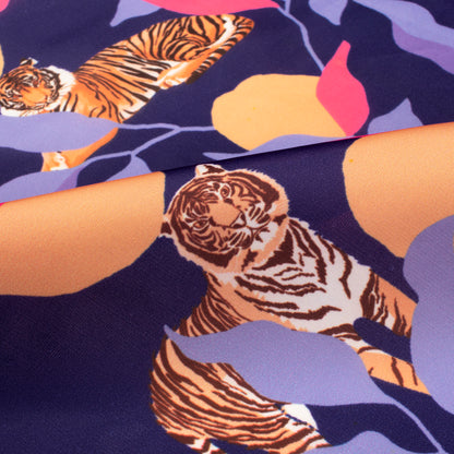 Exclusive Tiger Digital Print Imported Satin Fabric