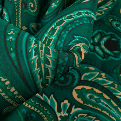 Vintage Paisley Digital Print Imported Satin Fabric