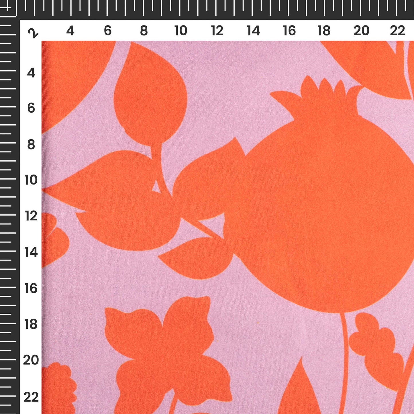 Lavender Purple And Orange Floral Digital Print Japan Satin Fabric