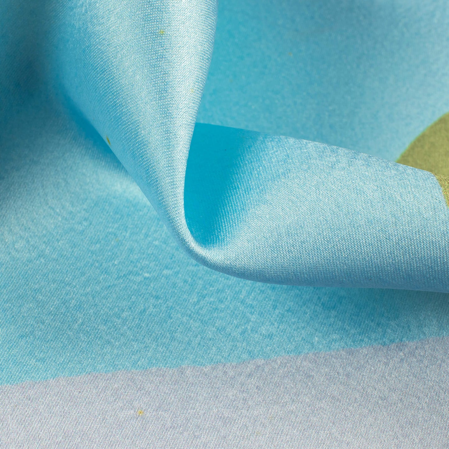 Bumblebee Yellow And Blue Abstract Digital Print Japan Satin Fabric